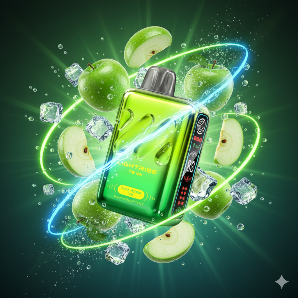 lightrise-pod-18k-puffs-sour-apple-ice پاد 18 هزار کام لاست ویپ طعم سیب ترش یخ